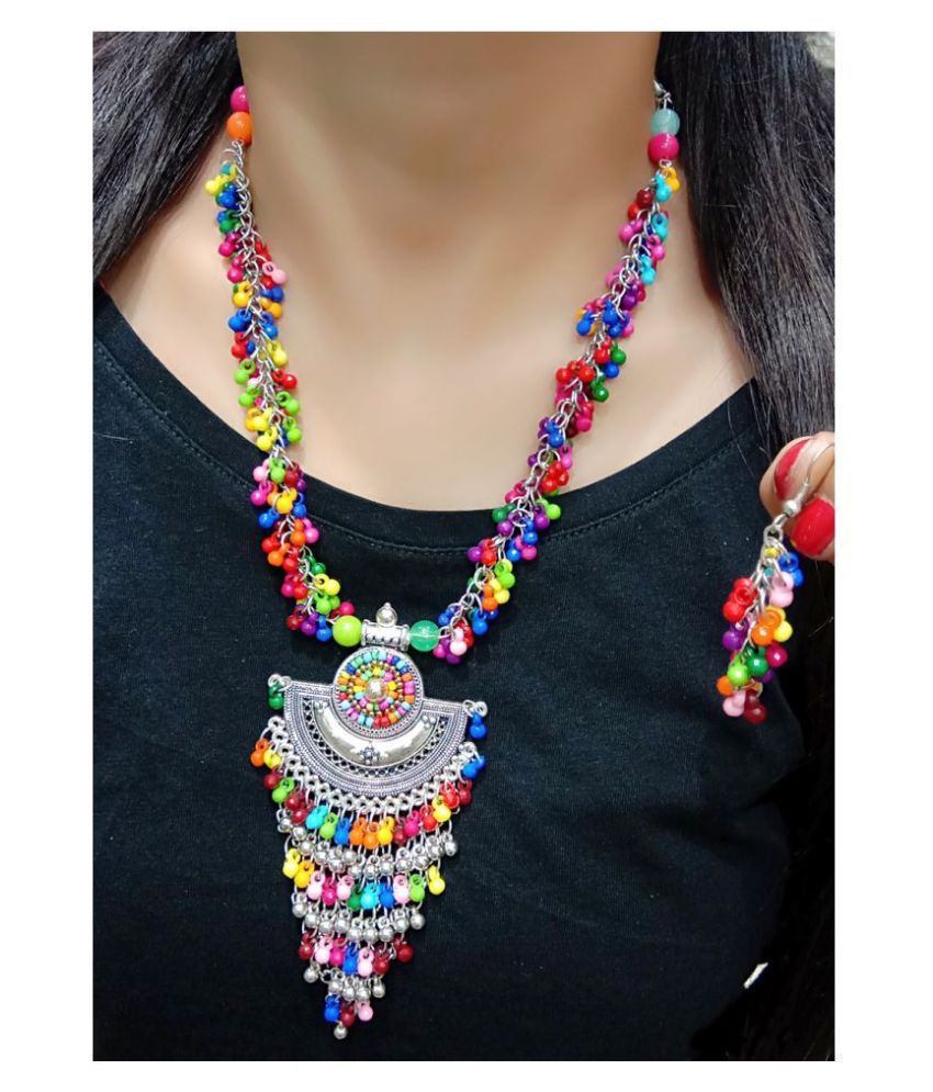     			Molika Alloy Multi Color Long Haram Contemporary/Fashion Oxidised Necklaces Set