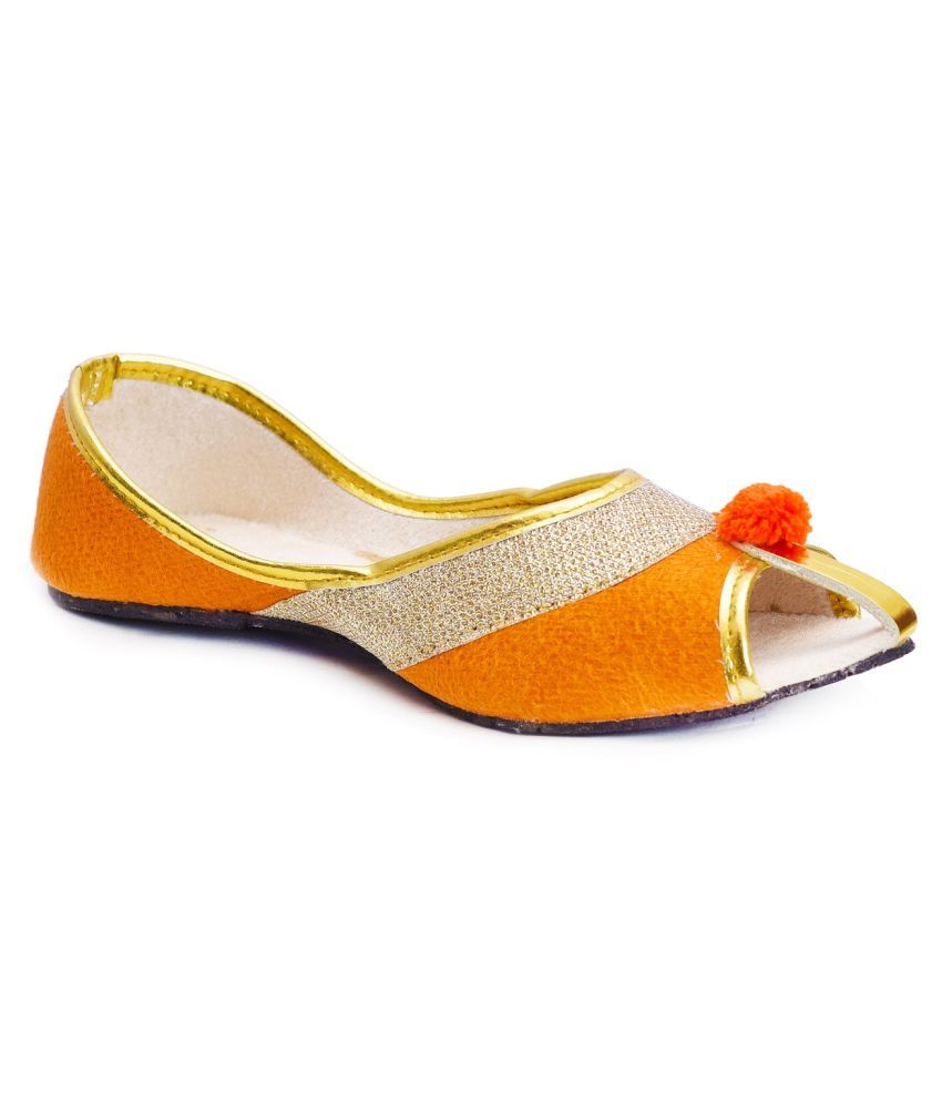 orange leather flats