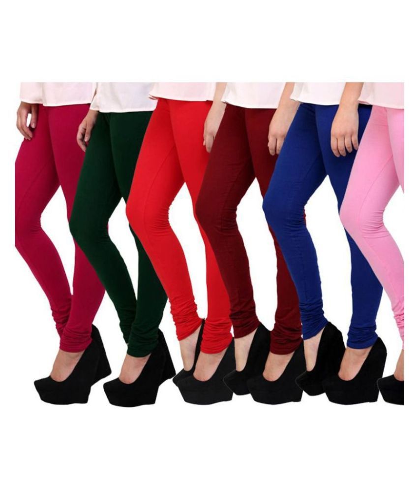     			Famaya - Red Cotton Women's Leggings ( Pack of 6 )