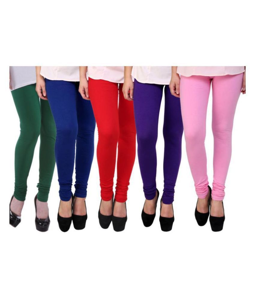     			FnMe - Green Cotton Women's Leggings ( Pack of 5 )