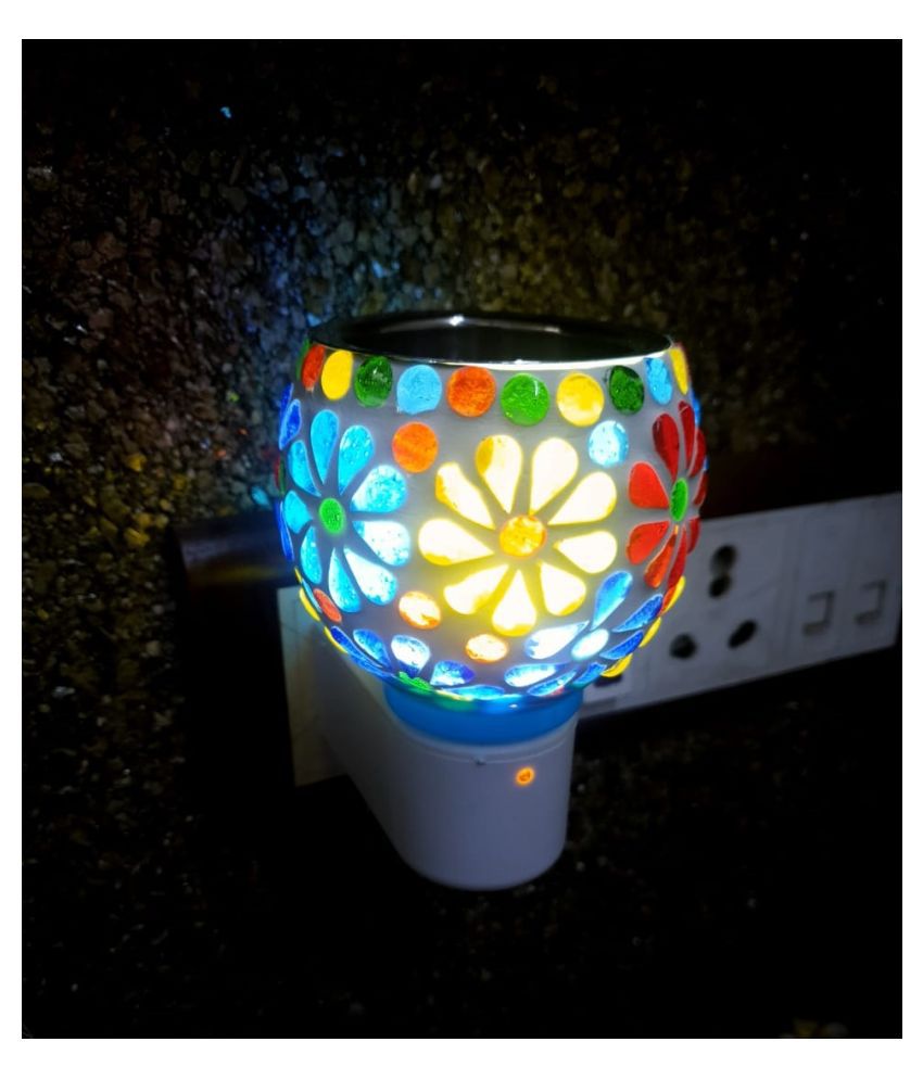 Skys & Ray Beautiful Ceramic Kapoor Dani/Aroma Oil Burner Cum Night Lamp with Switch (in-Built on/Off Button for Heating) -Design on The Kapoordani May Vary