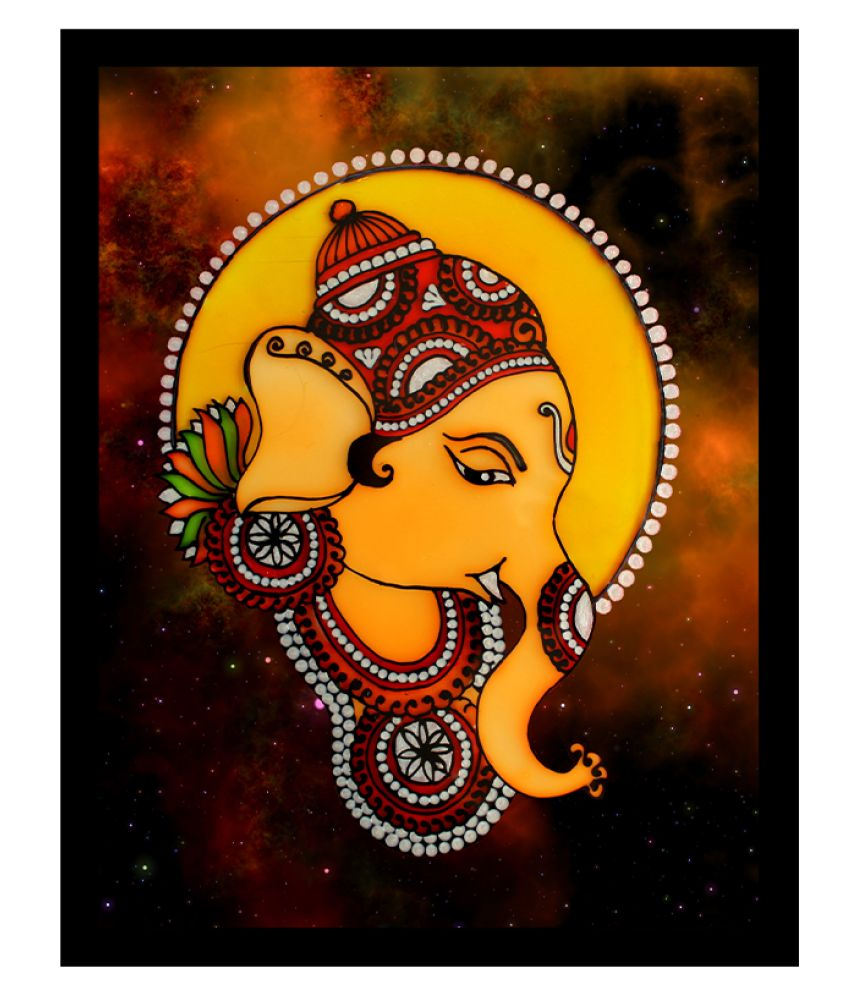 KALARKARI Ganesh ji painting with frame without glass Canvas Painting