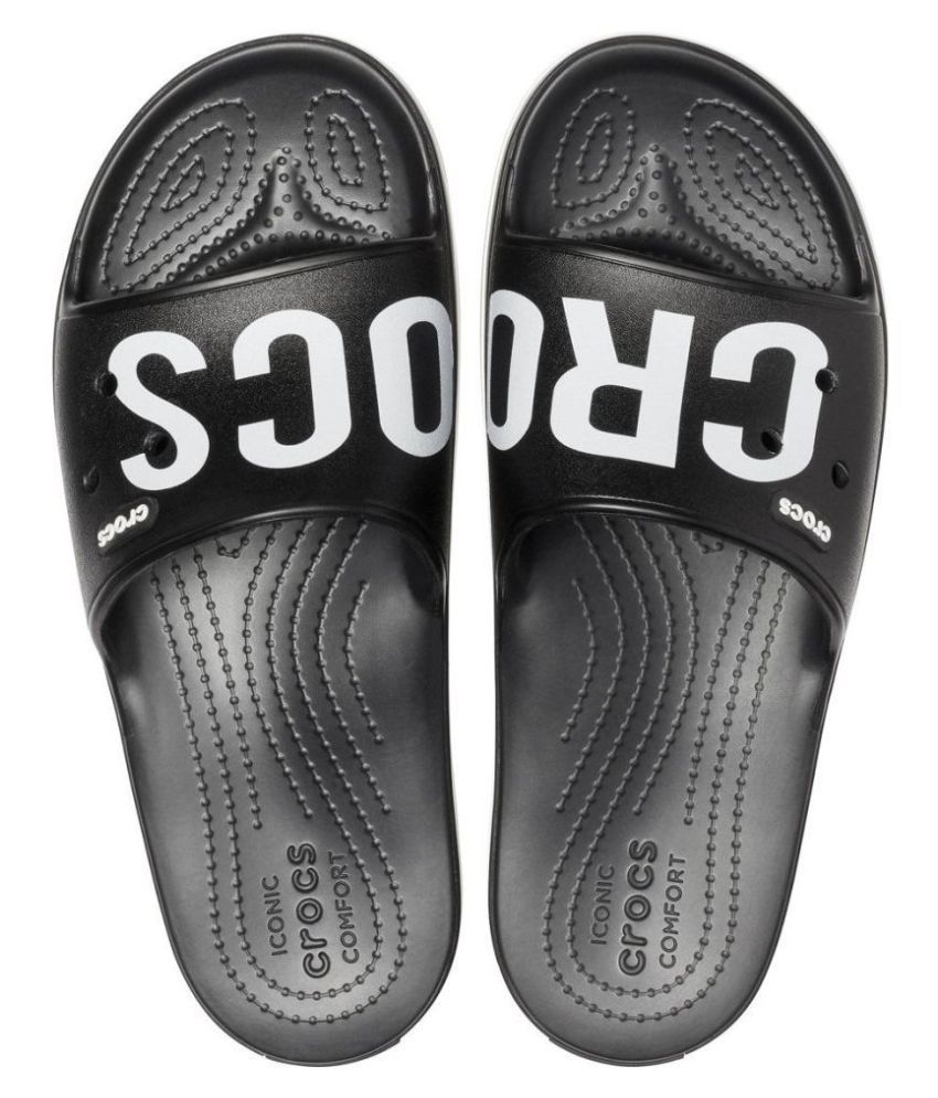 black slide crocs