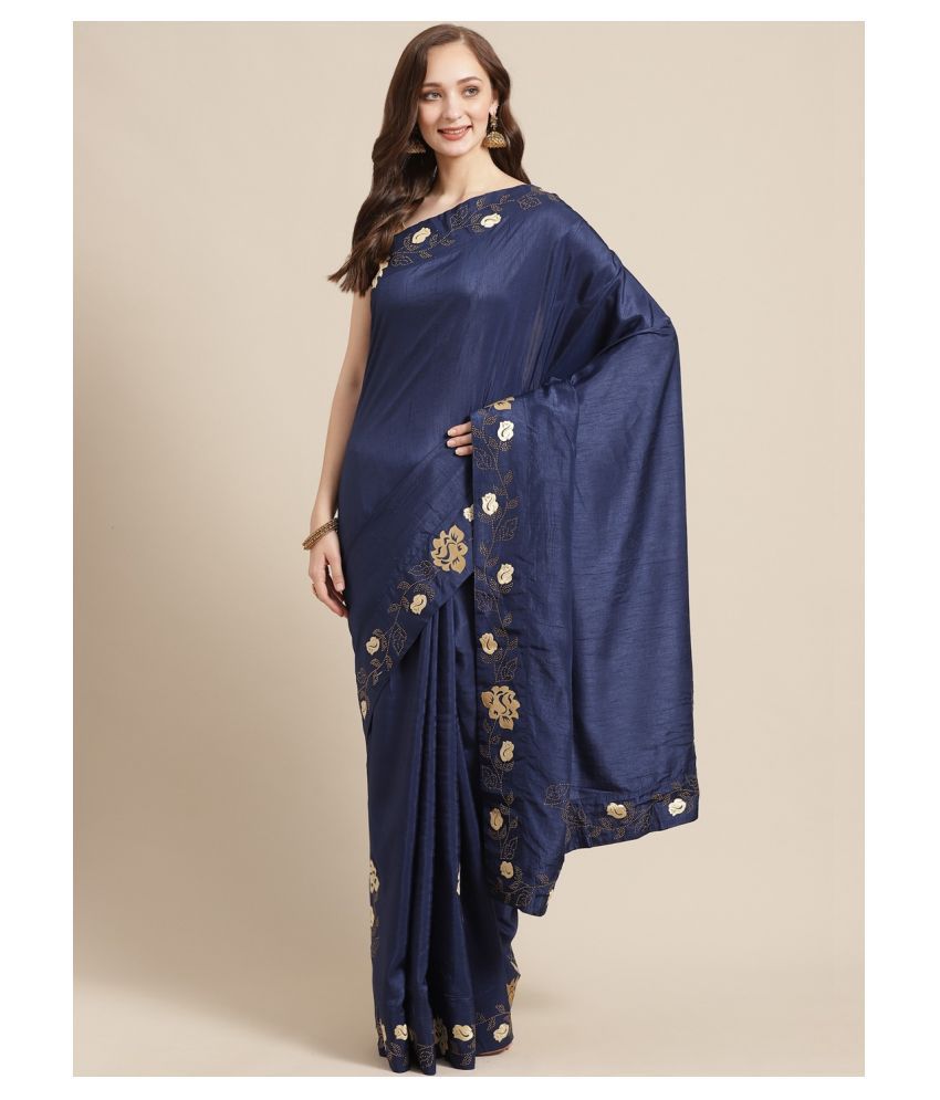     			Aarrah Blue Silk Blends Saree