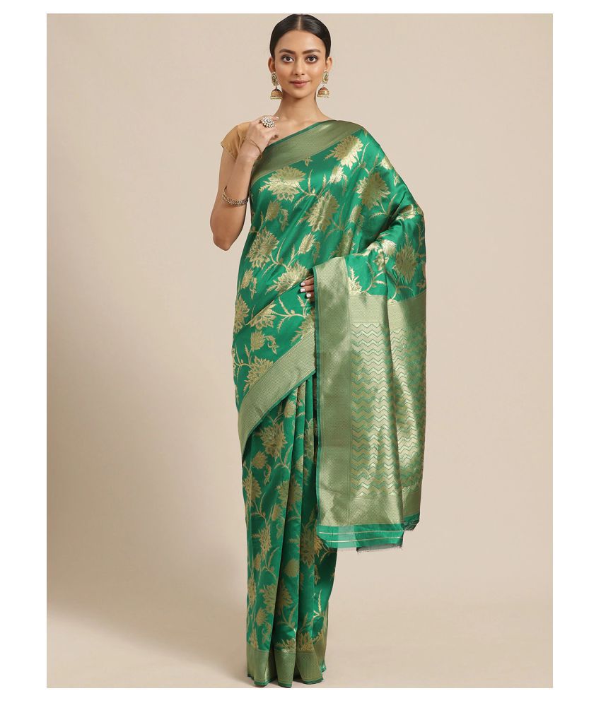     			Aarrah Green Silk Blends Saree