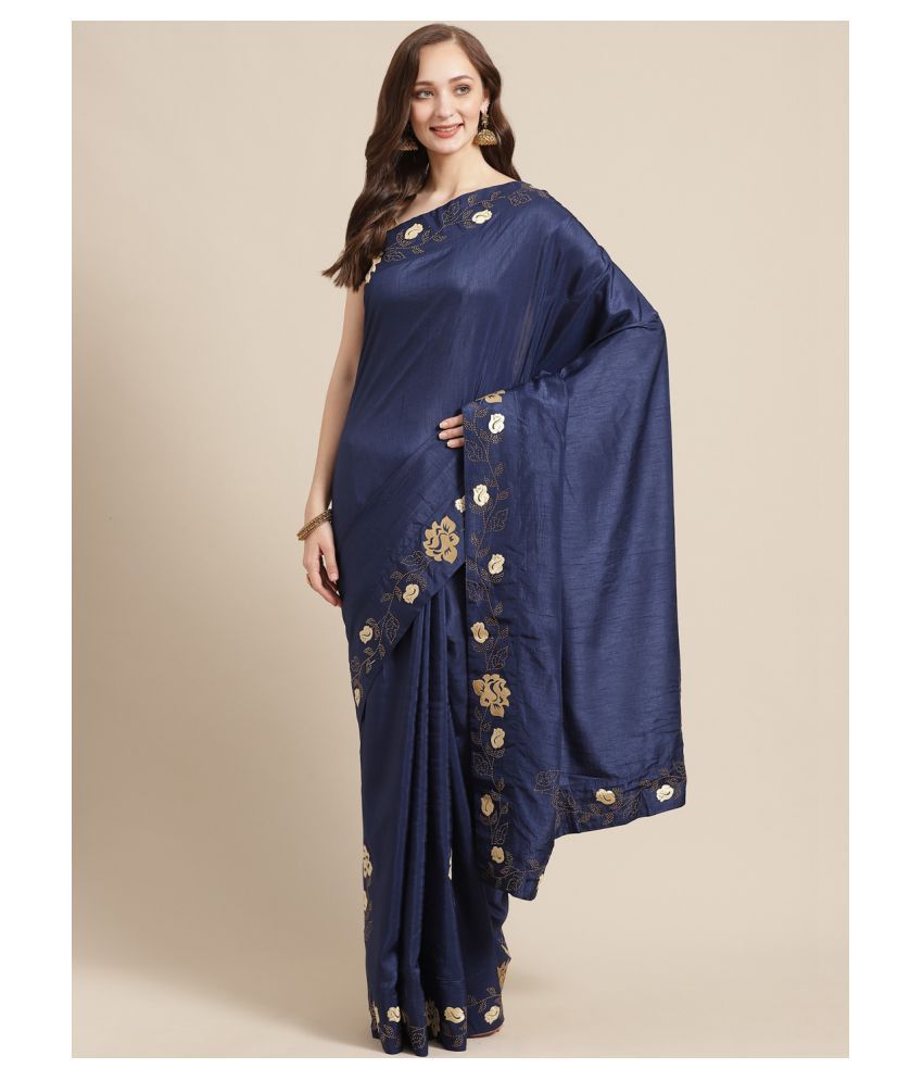     			Shaily Retails Blue Silk Blends Saree