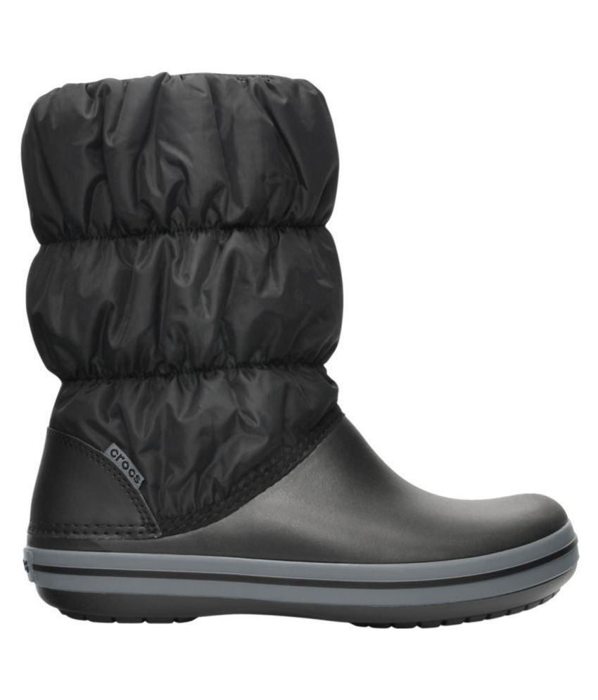 black flat croc boots