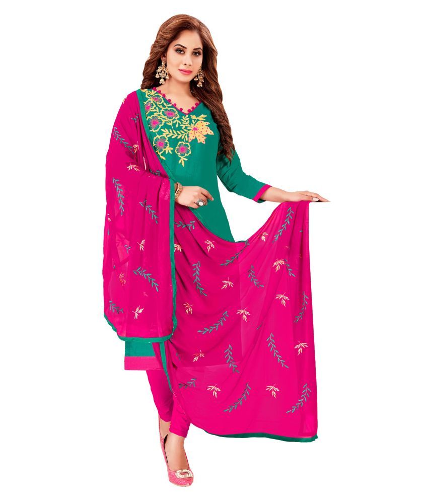 Blissta Green Cotton Dress Material Buy Blissta Green Cotton Dress