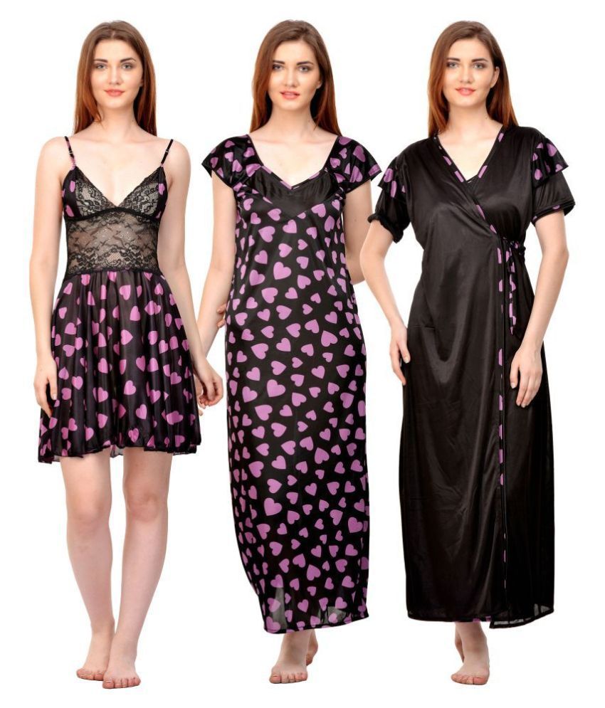 Buy Boosah Poly Satin Nighty And Night Gowns Multi Color Online At Best Prices In India Snapdeal 