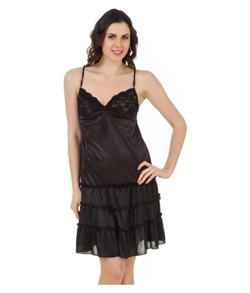 Buy Boosah Satin Baby Doll Dresses With Panty - Black Online at Best ...