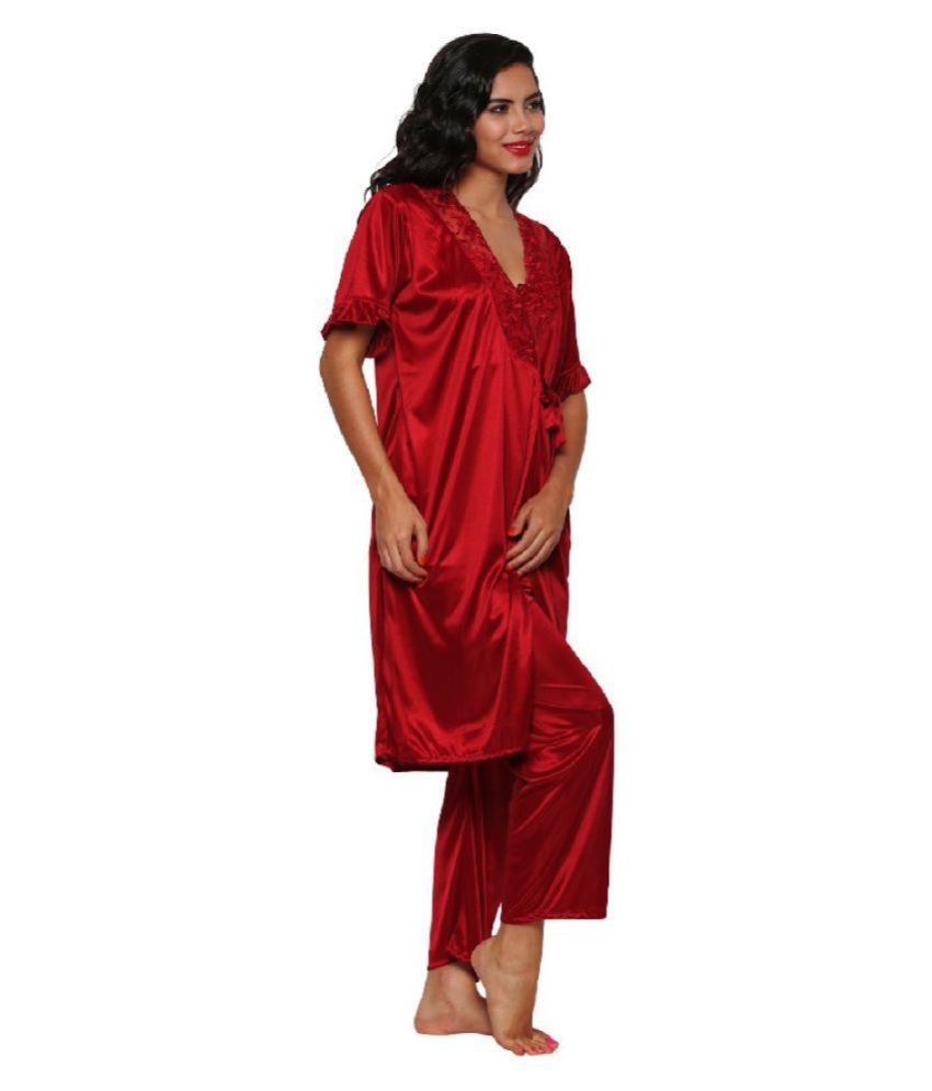 full sleeves satin night suit