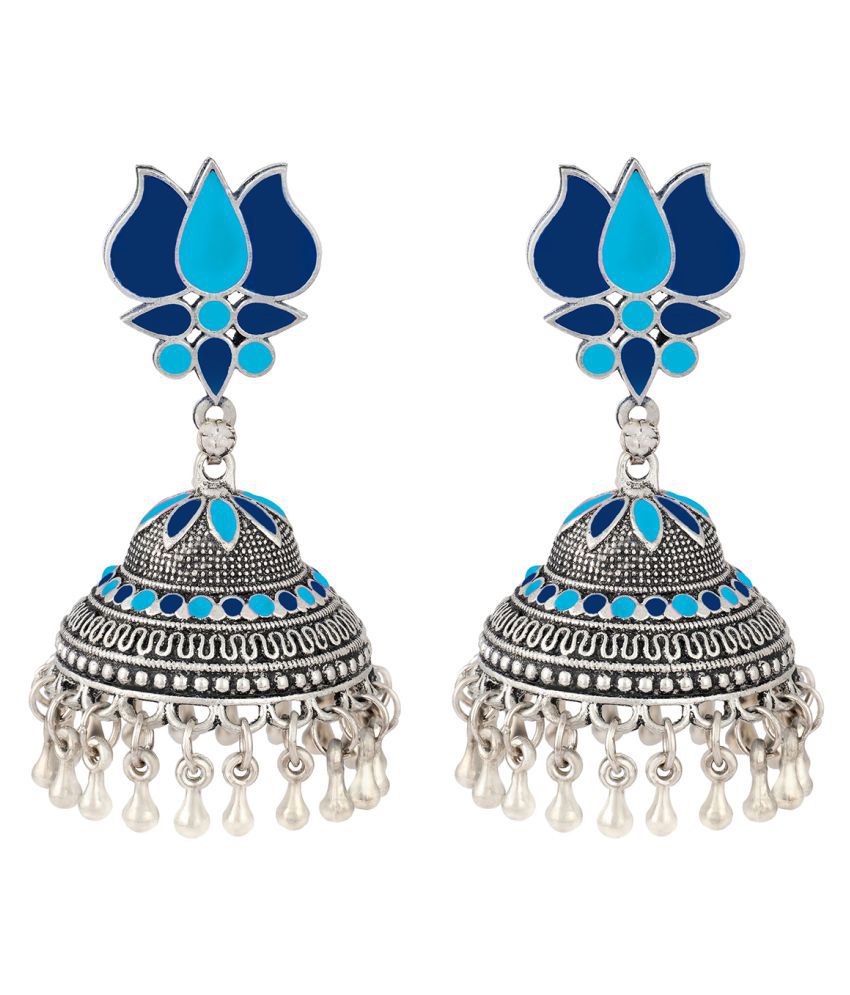     			Jfl Jewellery For Less Silver Plated Jhumki Collection Lotus Earrings For Women