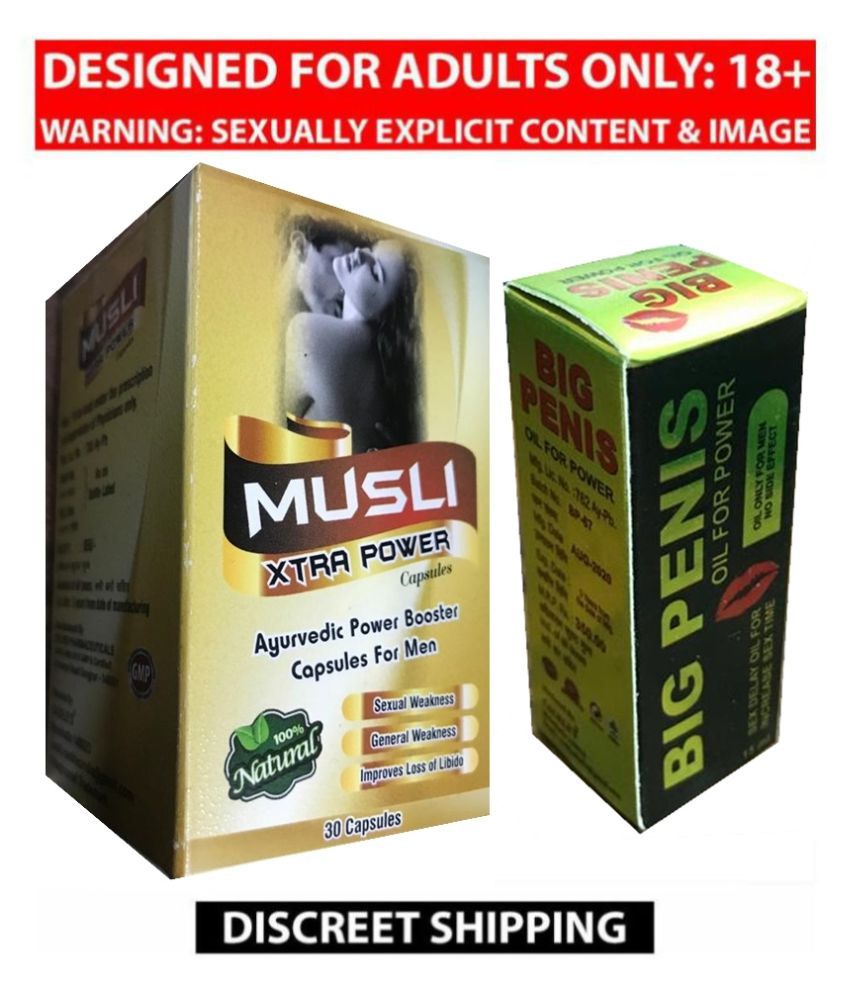 Musli Xtra Power Capsules 30 Nos And Big Penis 15 Ml Oil Combo Pack For