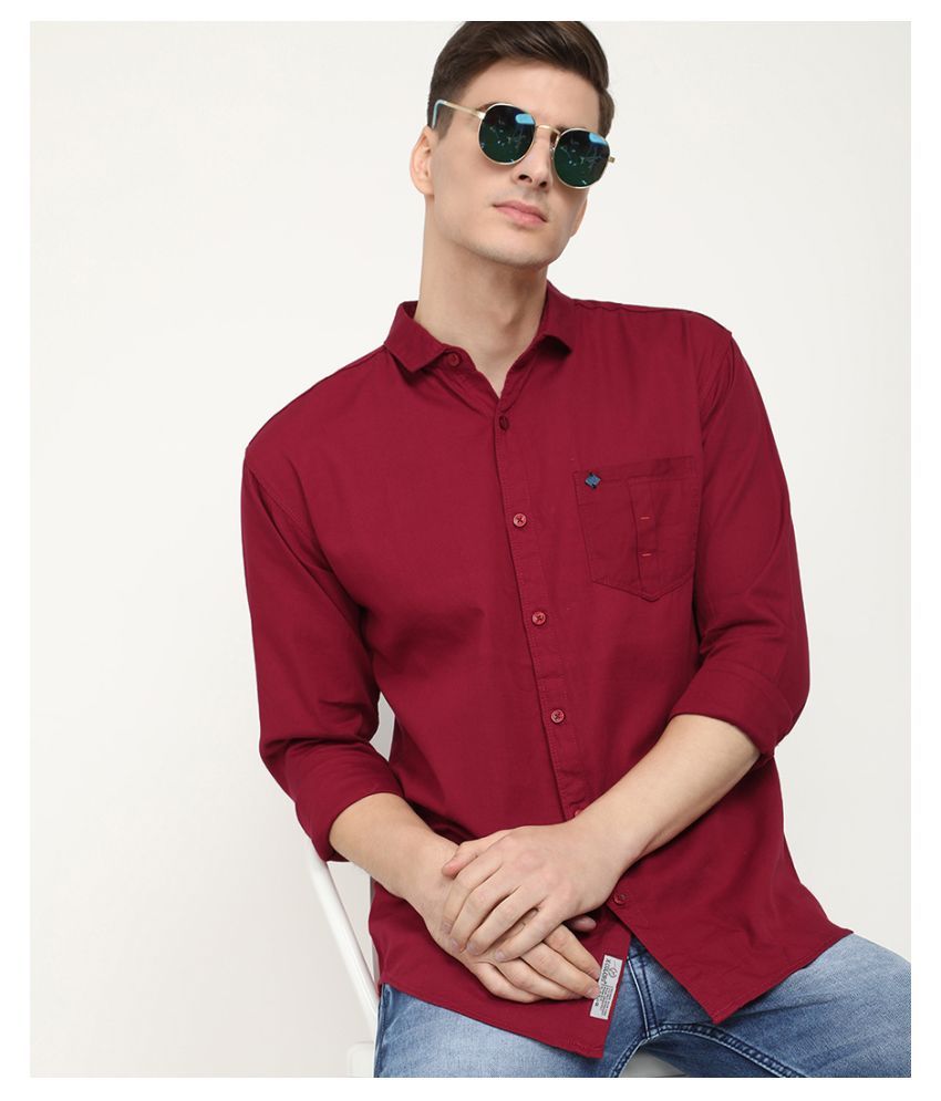 V2 Cotton Blend Maroon Shirt - Buy V2 Cotton Blend Maroon Shirt Online ...