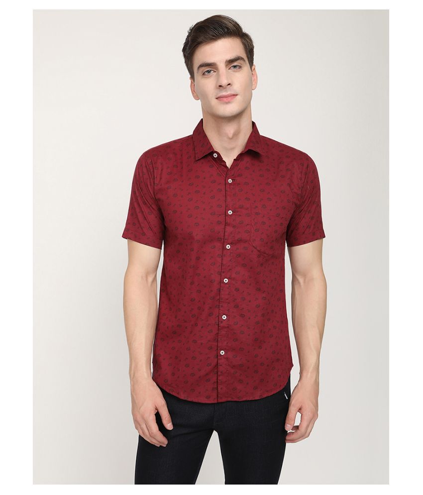 V2 Cotton Blend Maroon Shirt - Buy V2 Cotton Blend Maroon Shirt Online ...