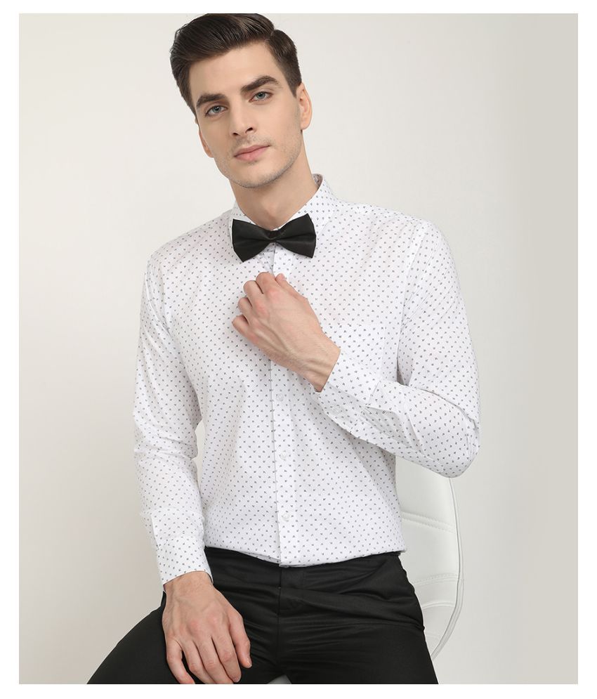 V2 Cotton Blend White Prints Formal Shirt - Buy V2 Cotton Blend White ...