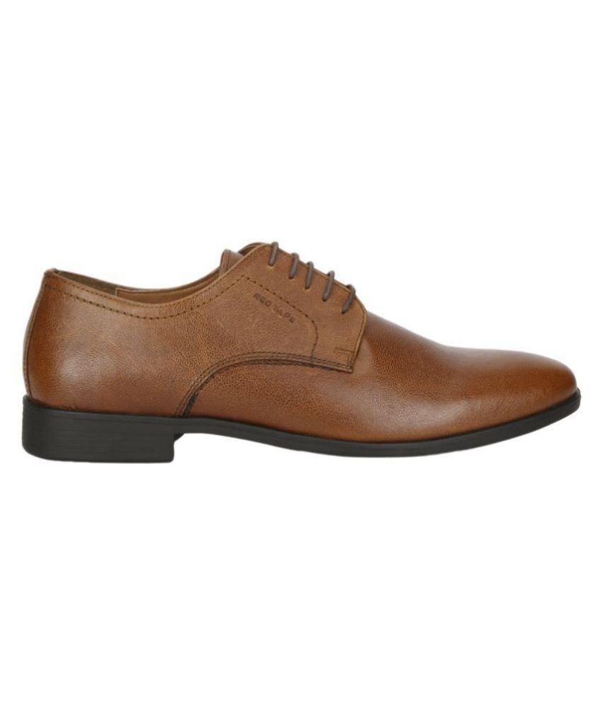 red tape tan derby formal shoes