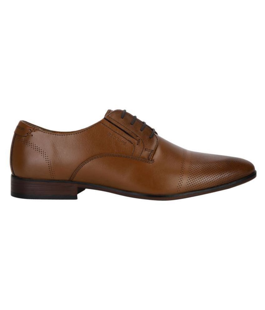 red tape tan derby formal shoes