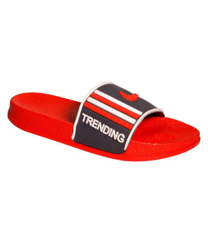 T GEAR Red Slide Flip flop Price in India- Buy T GEAR Red Slide Flip ...
