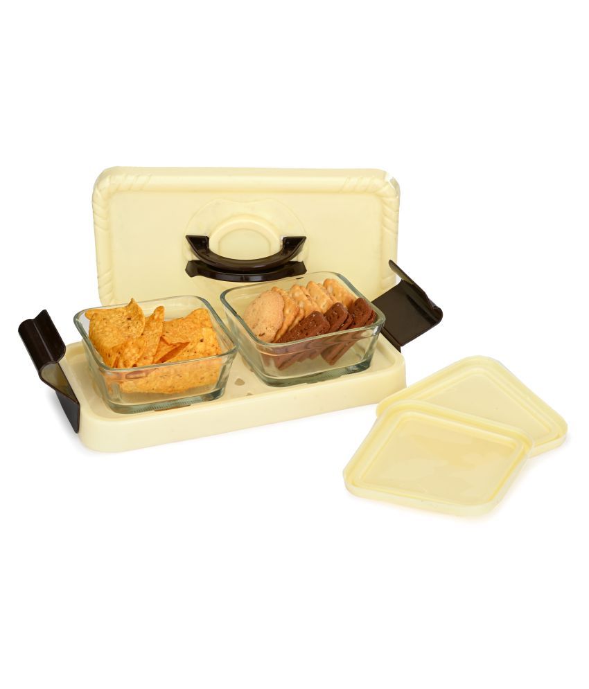     			AFAST Plastic Carry Case Glass Food Container Set of 2 500 mL