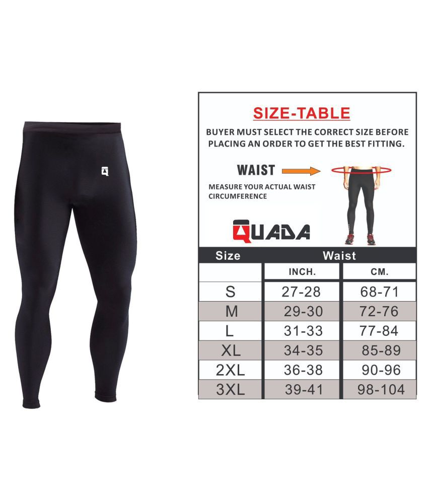     			Quada Unisex 100% Polyester Compression wear lower for  Workout , jogging , Gym, Basketball, Cycling, Yoga, Hiking - Performance Running Full Length Tights Lower