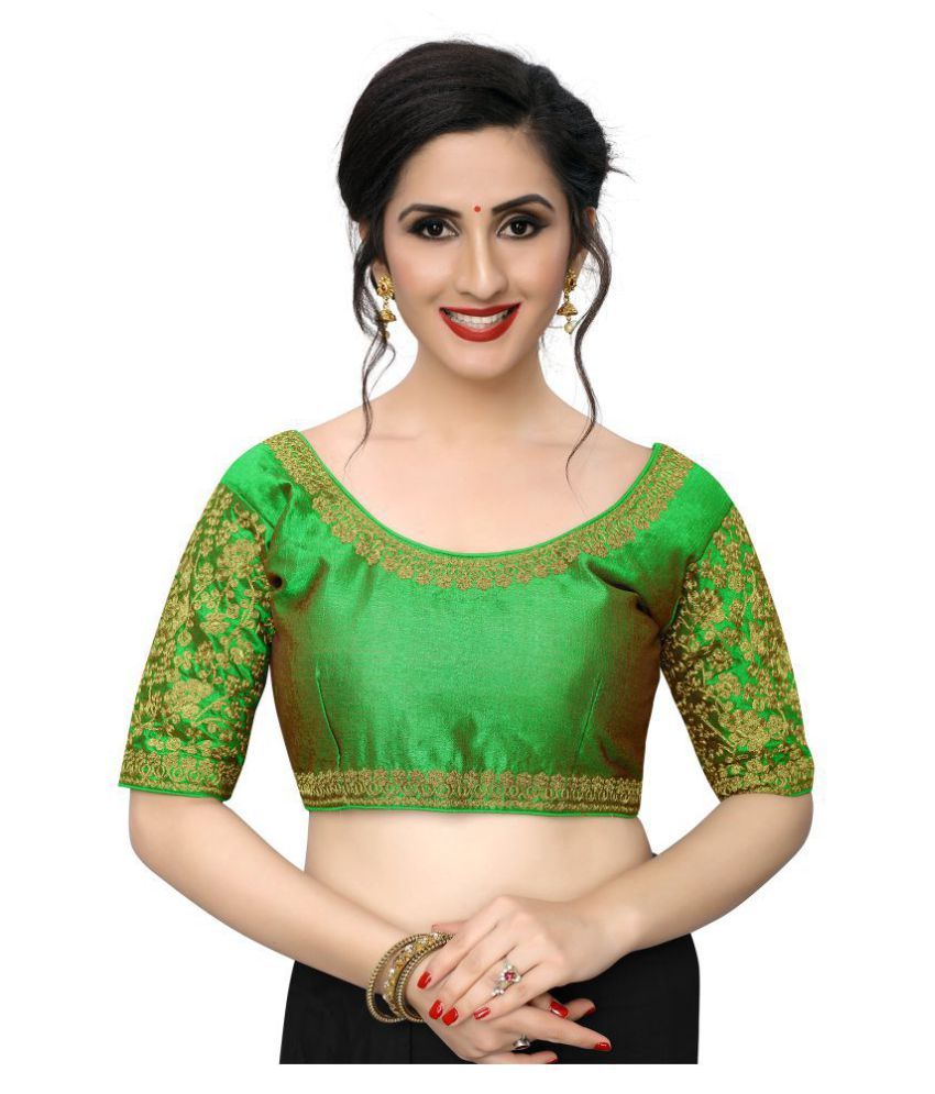 ADBHUTAM Green Silk Readymade with Pad Blouse Buy ADBHUTAM Green Silk