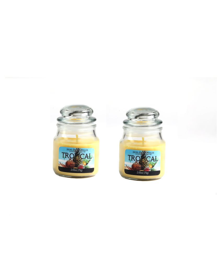     			Hosley Yellow Jar Candle - Pack of 2
