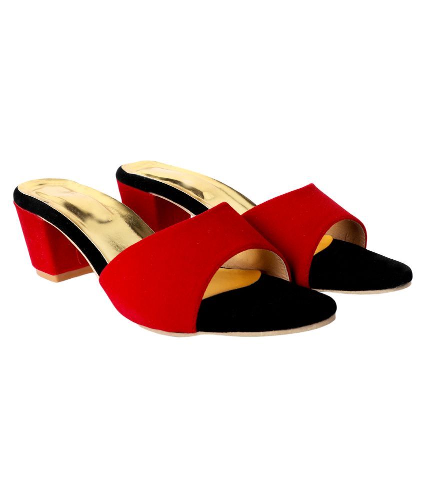 MESHVA Red Block Heels Price in India 