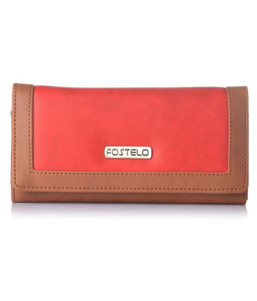     			Fostelo Red Faux Leather Box Clutch
