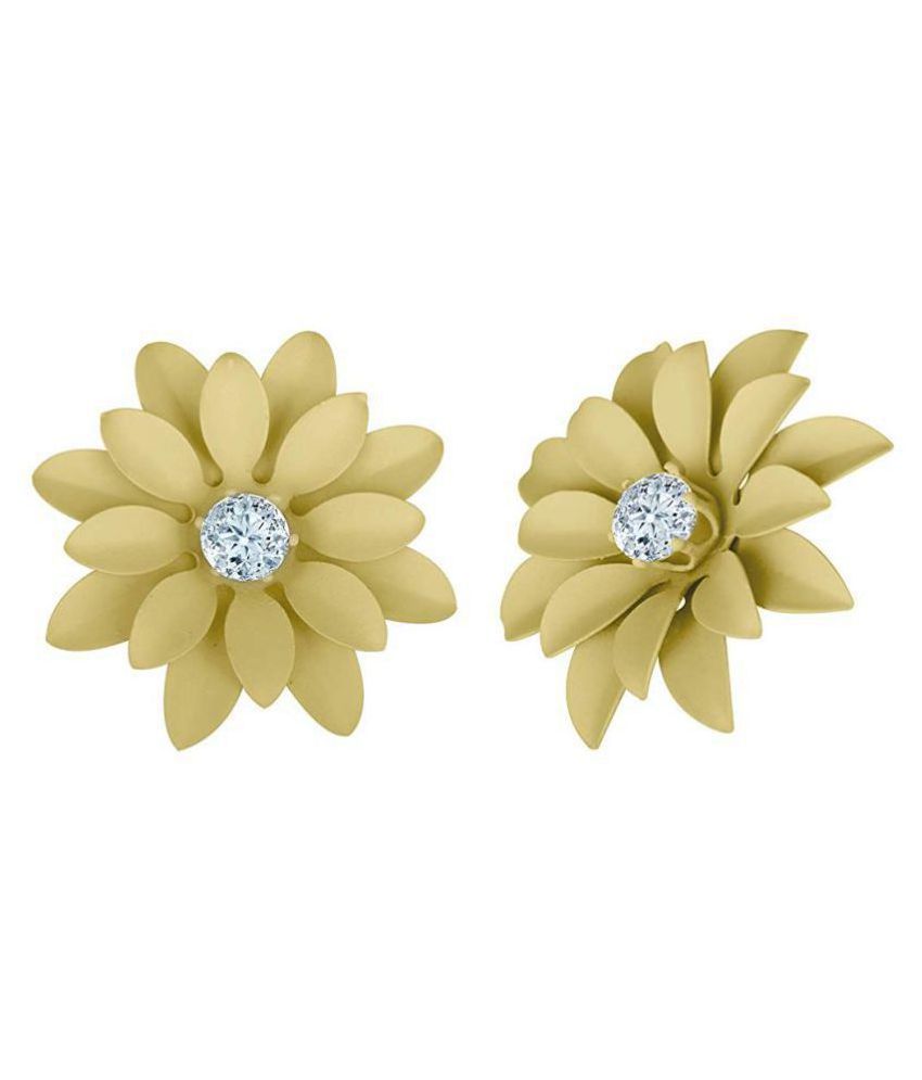     			JFL - Stylish Fancy Floral Solitaire Cz American Diamond Party Wear Matt Rubber Coated Big Stud Earrings for Women & Girls