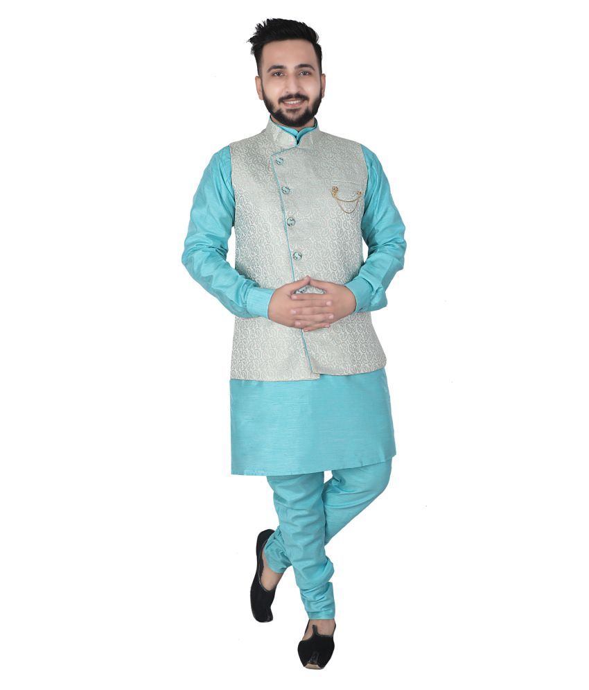 EC ELiTE CLASS Sky Blue Jacquard Kurta