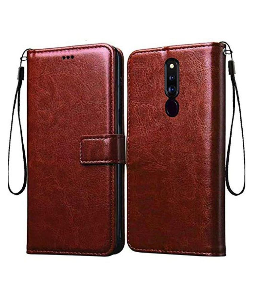     			OPPO F11 Pro Flip Cover by NBOX - Brown Viewing Stand and pocket