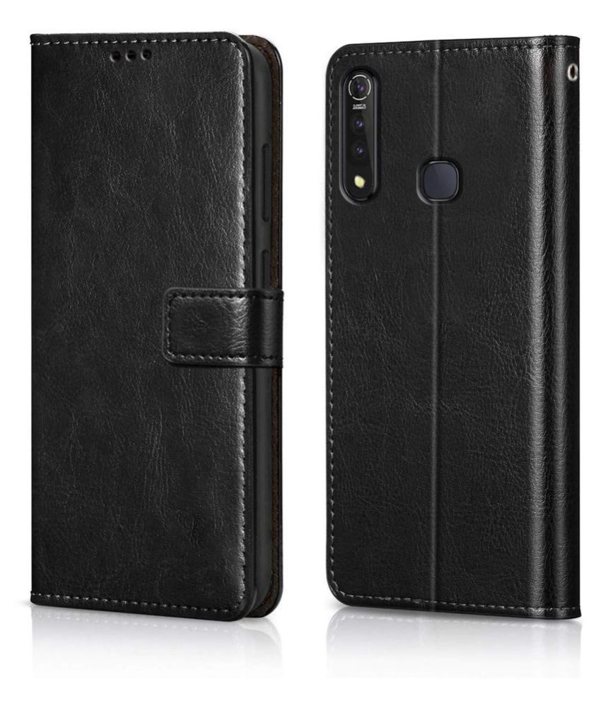     			Samsung Galaxy A20s Flip Cover by NBOX - Black Viewing Stand and pocket