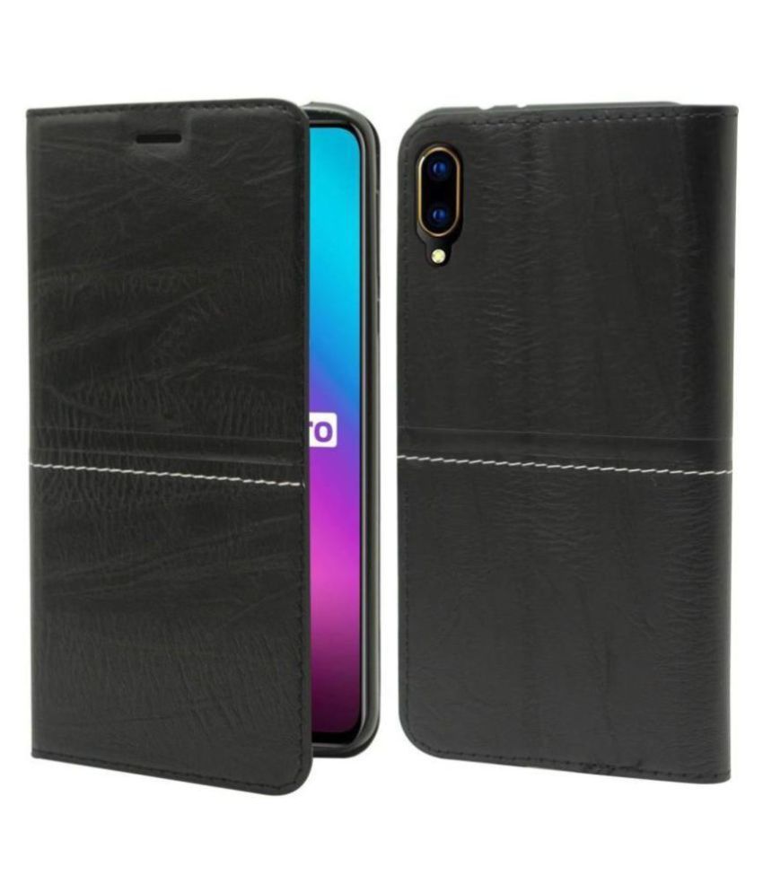Vivo V11 Pro Flip Cover by NBOX Black Viewing Stand and pocket Flip