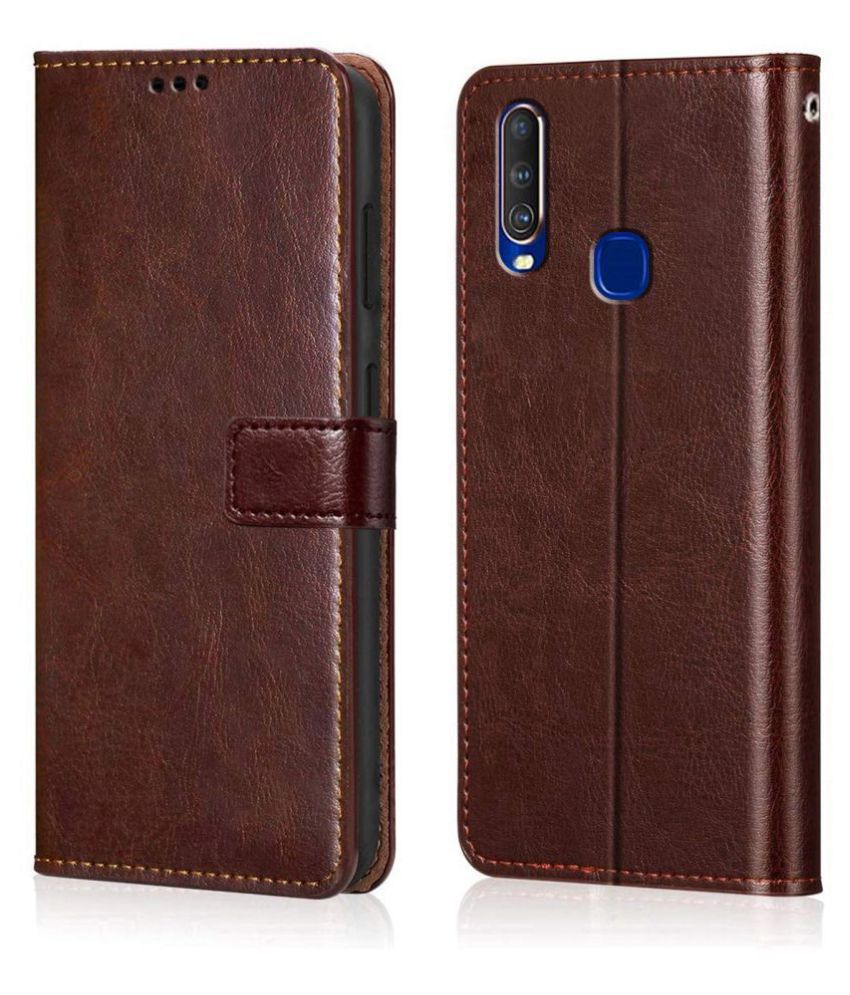     			Vivo Y17 Flip Cover by NBOX - Brown Viewing Stand and pocket
