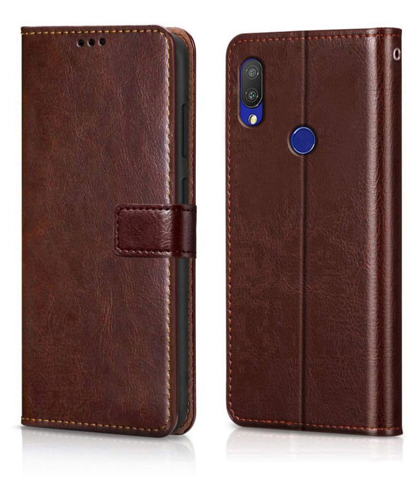     			Xiaomi Redmi Y3 Flip Cover by NBOX - Brown Viewing Stand and pocket