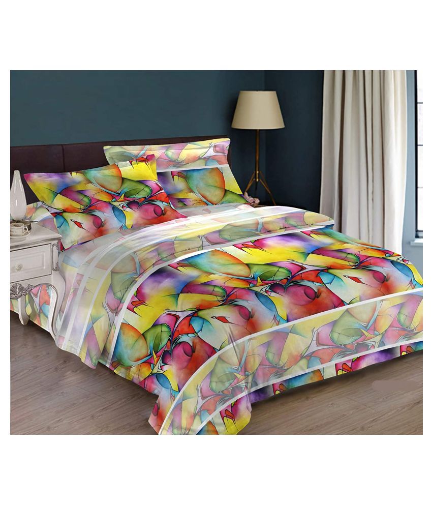 Bombay Dyeing Cotton King Size Bed Sheet With 2 Pillow Covers ( 274 cm