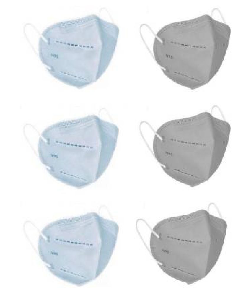 N95/KN95 (blue & grey colour) Protective Anti Virus, 5 Layer Mask(Pack