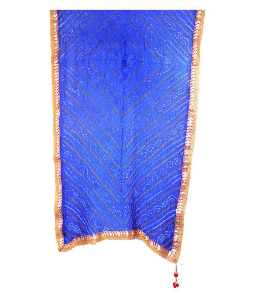 Aprtim Blue Art Silk Bandhej Dupatta