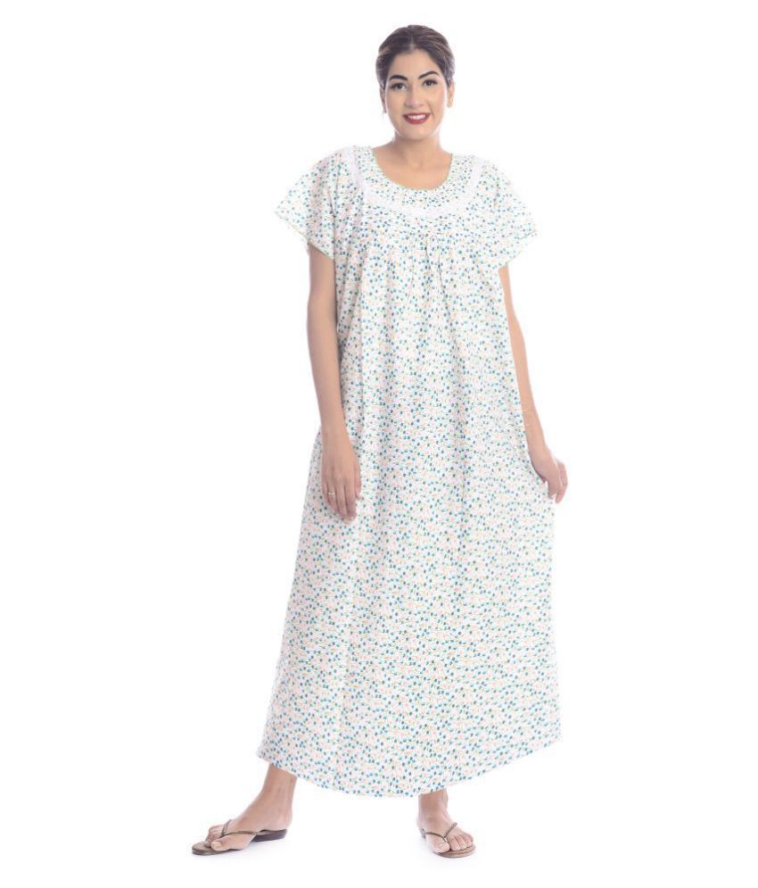 Buy Apratim Cotton Nighty & Night Gowns - White Online at Best Prices in India - Snapdeal