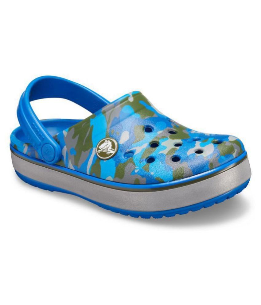 blue camo crocs