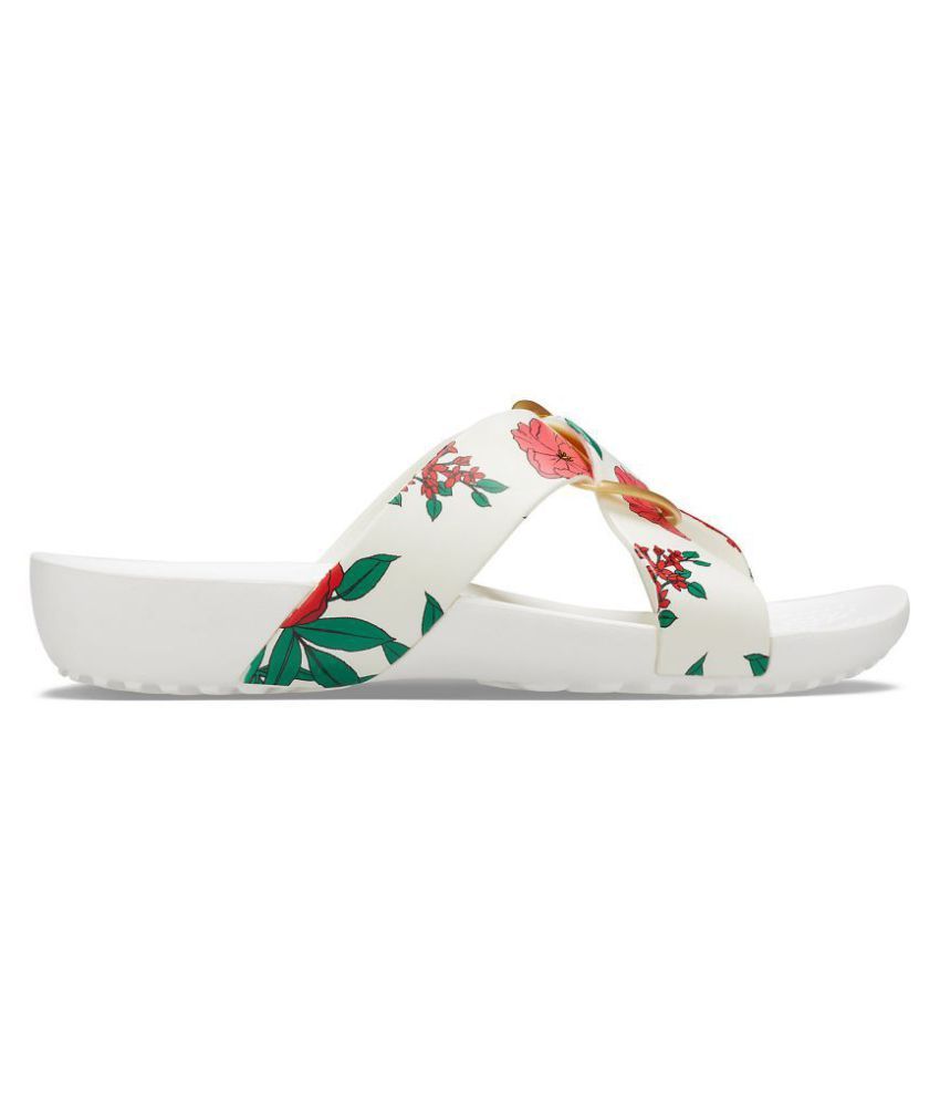 womens white crocs slides