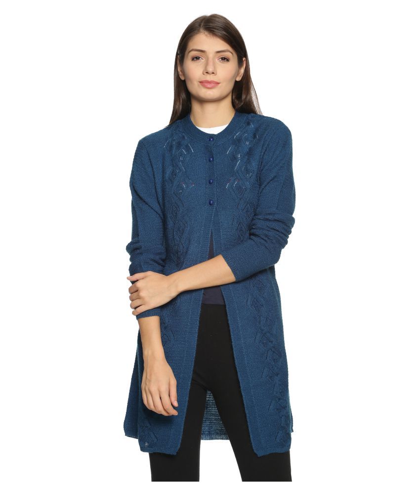     			Clapton Acrylic Blue Buttoned Cardigans