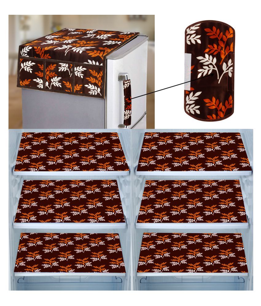     			E-Retailer Set of 8 PVC Brown Fridge Top Cover