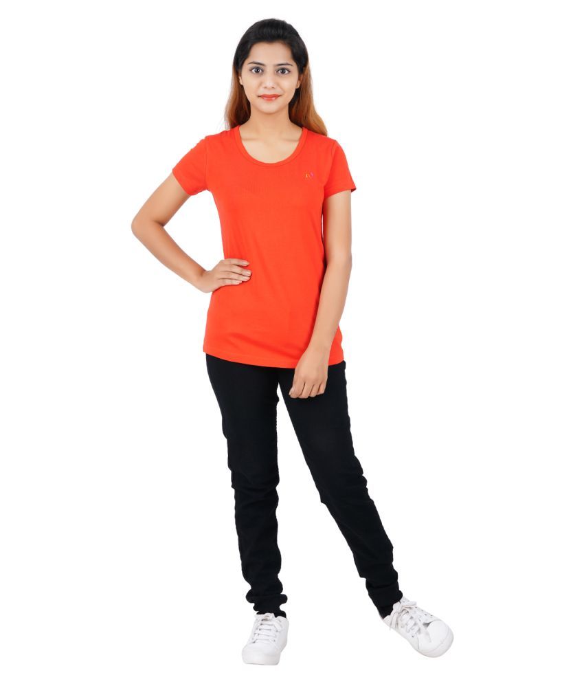 women orange tee shirts