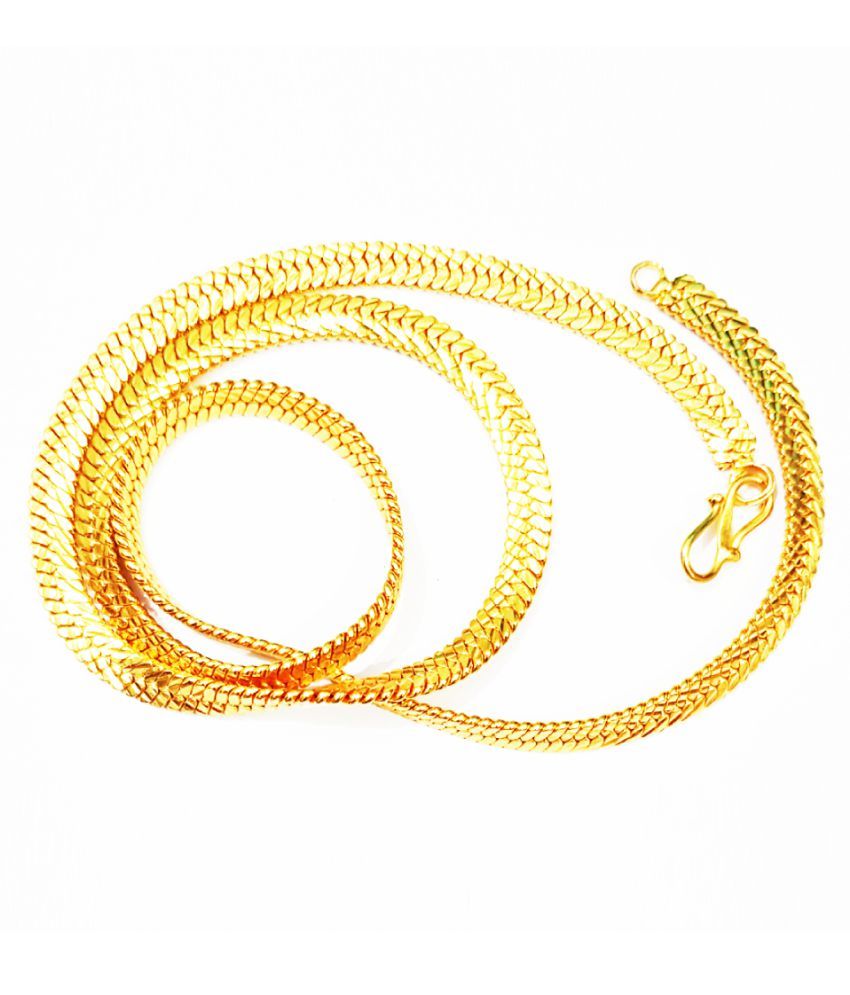 24K Golden Latest Gold plated Brass Chain (22 inches) Buy 24K Golden