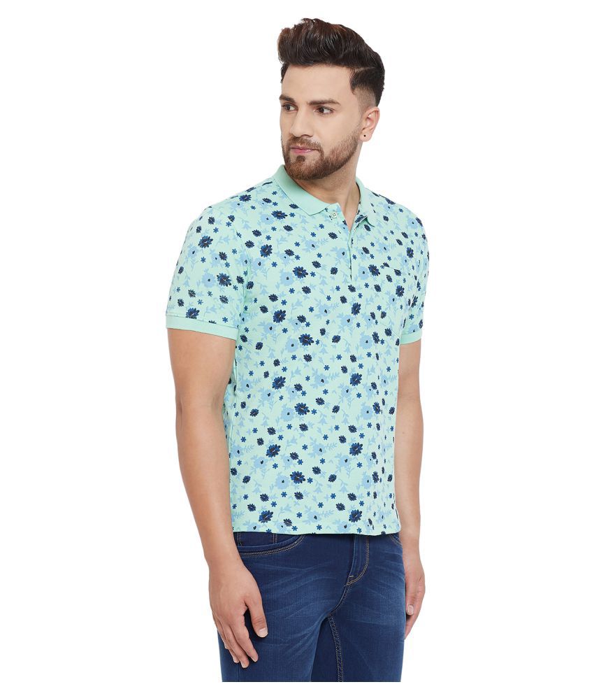 Canary London Polyester Cotton Green Printed Polo T Shirt - Buy Canary ...