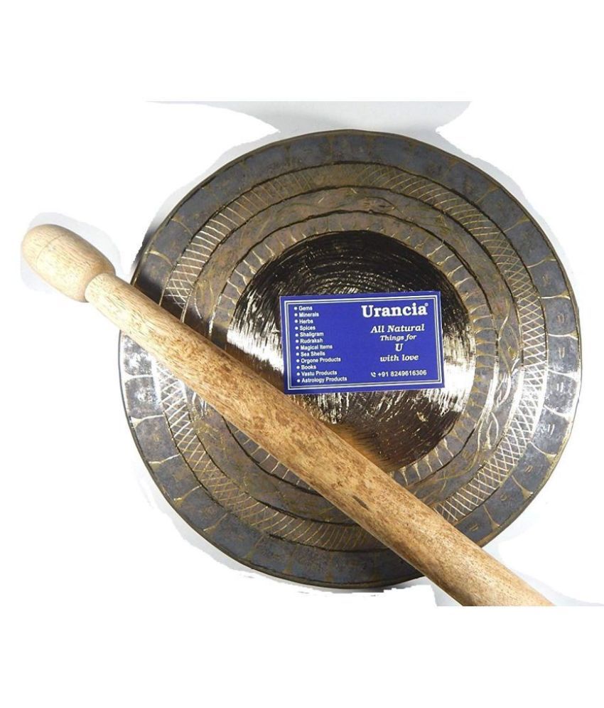 Urancia® Bell Metal Gong Indian Sacred Bell Dia 8inch with Free Stick