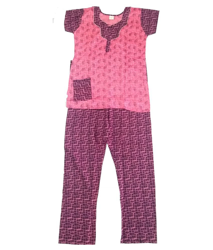 Buy Aubrey Cotton Nightsuit Sets - Pink Online at Best Prices in India ...