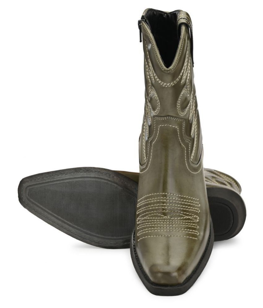 Delize Olive Cowboy boot Buy Delize Olive Cowboy boot Online at Best Prices in India on Snapdeal